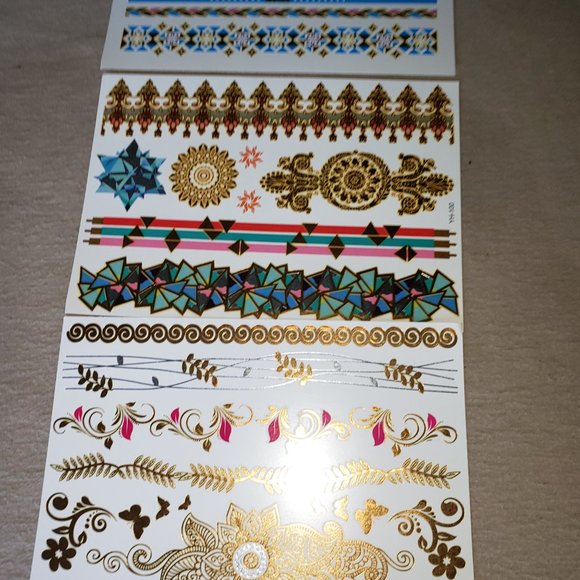 3 sheets Golden Silver Temporary Tattoo - Picture 4 of 16